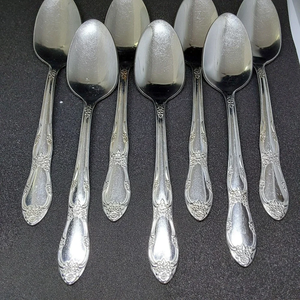 Wm A Rogers‎ Oneida Fenway Daydream Stainless Flatware Lot of 7 Teaspoons
